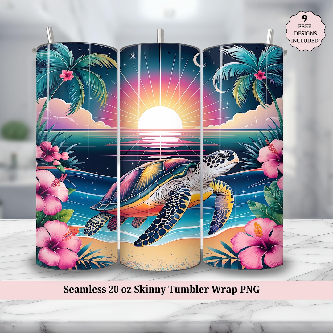 Sea Turtle Hibiscus Tumbler Wrap, Just a Girl Who Loves Turtles ...