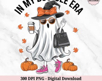 In My Boo-Jee Era Ghost Halloween PNG - Funny Retro Boujee PNG - Spooky Season PNG - Witchy Coffee Lover Fall Clipart - Digital Download