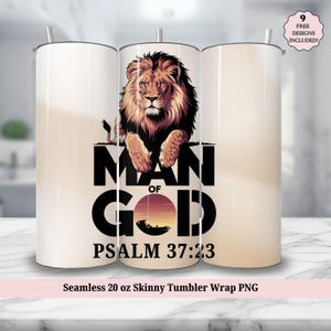 Christian Man of God 20oz Tumbler Wrap PNG, Inspirational Bible Verse Seamless 20oz Skinny Tumbler Sublimation Design, Digital Download