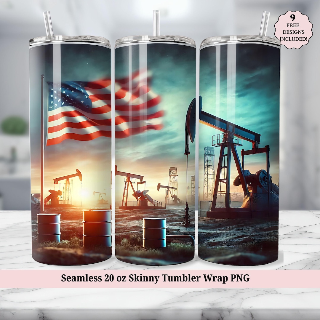 Oil Rig Wrapping Paper Oil Field Tumbler 20 Oz Tumbler Wrap, Oil Rig Worker, Oilfield Pump ...