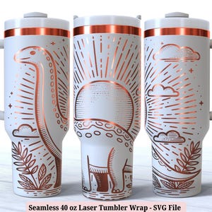Dinosaur 40 oz Laser Tumbler Wrap SVG for Laser Rotary, Cute Kids Dino Engraved Full Wrap for 40oz Cup Seamless Design, Digital Download