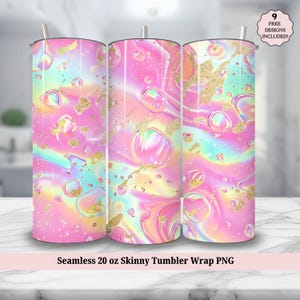 Pink Marble Seamless 20 oz Skinny Tumbler Sublimation Design, Pastel Rainbow Gold Glitter 20oz Tumbler Wrap, PNG Instant DIGITAL ONLY
