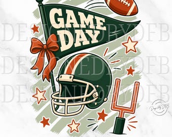 Football Game Day PNG, Trendy Football Season Girly Sports Mom PNG, Retro Touchdown Coquette T Shirt Sublimation Design, Digital Download