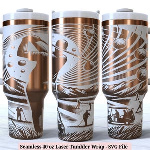Golf Tumbler Laser Wrap SVG for Laser Rotary, Golf Lover Golfing Dad Engraved Full Wrap for 40oz Tumbler, Seamless Design Digital Download