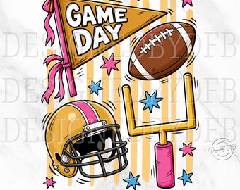 Football Game Day PNG, Trendy Football Season Girly Sports Mom PNG, Retro Touchdown Coquette T Shirt Sublimation Design, Digital Download