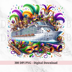Mardi Gras Cruise PNG, Family Matching Cruise Crew Tshirt PNG, NOLA New Orleans Carnival Travel Vacation Sublimation, Digital Download