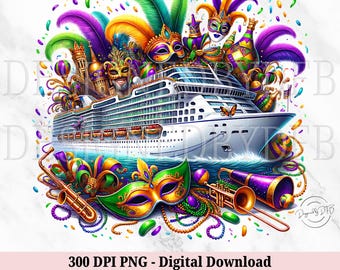 Mardi Gras Cruise PNG, Family Matching Cruise Crew Tshirt PNG, NOLA New Orleans Carnival Travel Vacation Sublimation, Digital Download