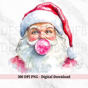 Retro Santa Christmas Blowing Bubble PNG, Vintage Merry Christmas PNG, Funny Santa With Sunglasses Xmas Holiday Sublimation Digital Download