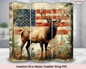 Älgmugg - Jaktsäsong Sömlös 20oz Tumbler Sublimeringsdesign - Hjortbock Natur Vildmark PNG - 20 Oz Rak Mugg