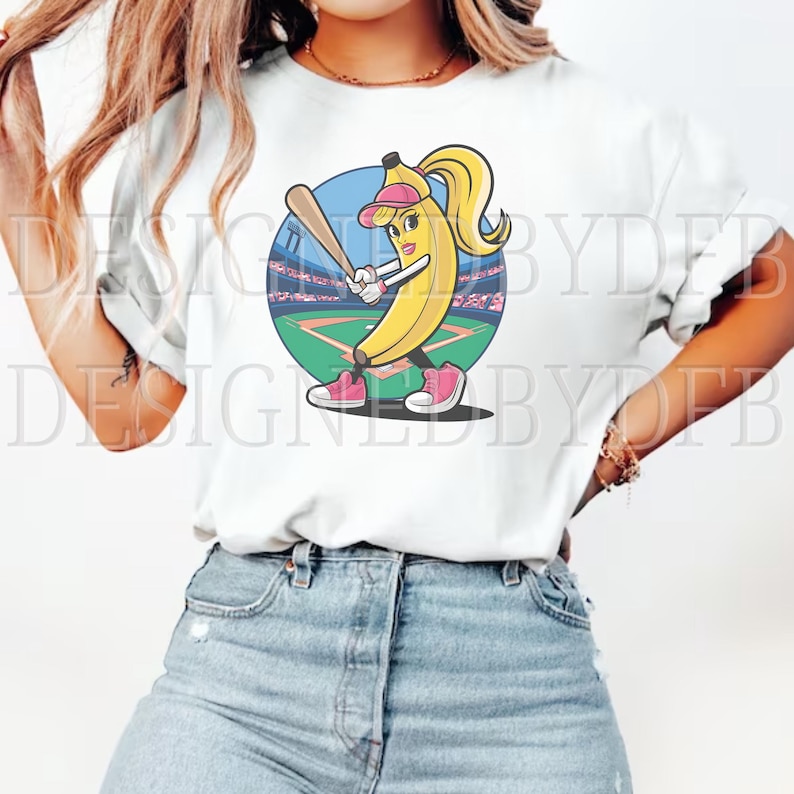 Let's Go Lady Bananas Baseball PNG Bundle, Funny Banana Playing
