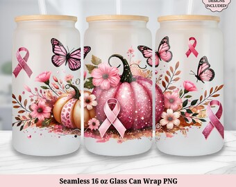 Bröstcancermedvetenhetsöverlevande 16oz glasburk Tumbler Wrap PNG - rosa pumpaband frostat kopp sublimeringsdesign - direkt nedladdning