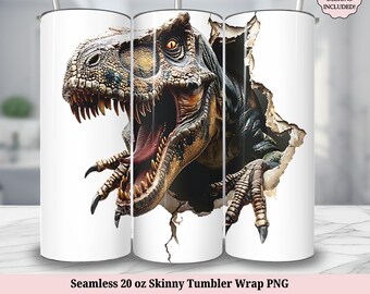 Raptor dinosaurie sömlös 20 oz smal tumbler sublimeringsdesign, barn dinosaurie 20oz tumbler wrap, PNG direkt digital endast