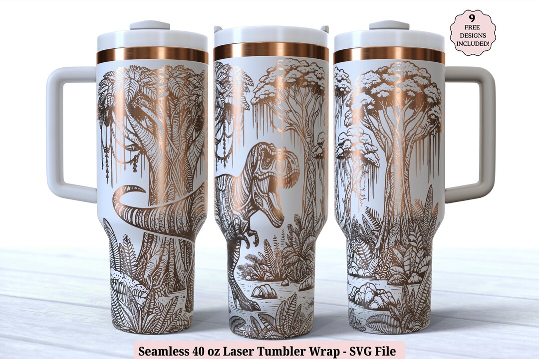Dinosaur 40 Oz Laser Tumbler Wrap SVG for Laser Rotary, Cute Kids T-rex ...