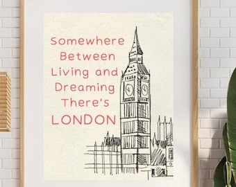 London Art Print London Wall Art London Poster Minimalist London The Big Smoke Poster London Decor London Digital Download