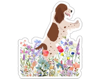 Springer Spaniel Sticker Water Bottle Decal Wildflowers Dog Lover Gift Spaniel mom English Spaniel