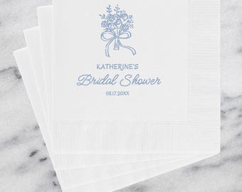 Personalized Napkins for Bridal Shower, Custom Coquette Luncheon and Cocktail Napkins, Cute Wedding Shower Party Decor Paper Beverage Napkin