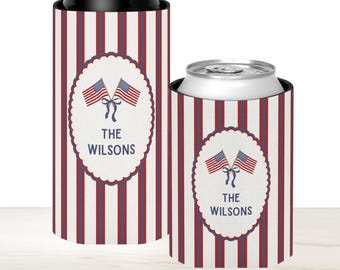 Fourth of July Can Coolers, Personalized 4th of July Party Favors