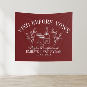 Vino Before Vows Bachelorette Party Banner, Personalized Wine Bach Weekend Decorations, Cute Custom Winery Bachelorette Photo Backdrop Decor