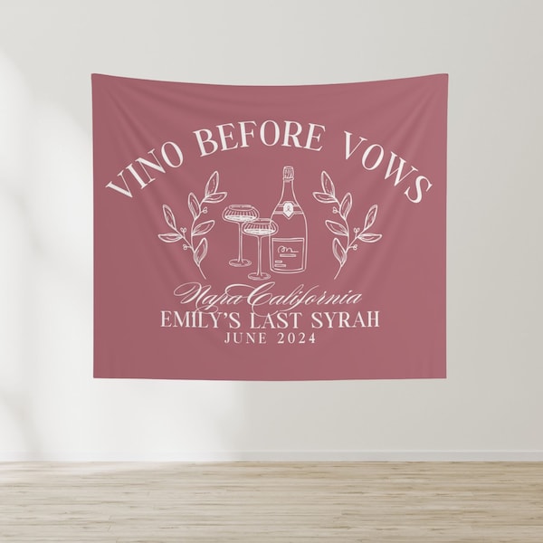 Vino Before Vows Bachelorette Party Banner, Personalized Wine Bach Weekend Decorations, Cute Custom Winery Bachelorette Photo Backdrop Decor