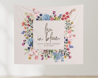 Wildflower Bridal Shower Banner, Custom Wedding Shower Sign Decor, Personalized Bridal Shower Photo Backdrop, Boho Bridal Shower Decoration