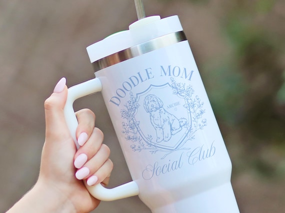 Doodle Mom Tumbler Gift, Personalized Goldendoodle Mom Gift, Doodle Dog Gifts, Custom Doodle Mama 40 oz Travel Mug with Handle and Straw