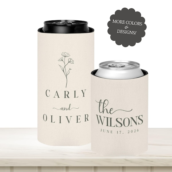 Personalized Wedding Can Cooler Favor, Custom Wedding Can Coolers, Can Cooler for Wedding Guest Favors, Monogrammed Can Cooler for Reception