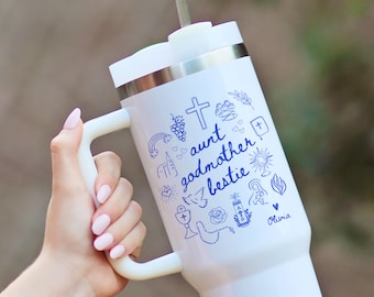 Personalized Catholic Godmother Tumbler, Mug for Godmother Proposal Gift Custom, Godmother Customized Cup, Godmother Gift from Goddaughter