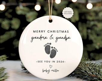 Pregnancy Announcement Christmas Ornament, We're Expecting Ornament with Name and Date, Baby On The Way Ornament, See You in 2026 Bauble