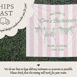 Striped Welcome To Bachelorette Banner, Personalized Bikini Bachelorette Tapestry Decor bild 6