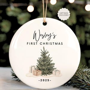 Baby Boy First Christmas Ornament 2025, 1st Christmas Ornament Baby Boy Keepsake Gift, Custom Baby's First Christmas Ornament with Name