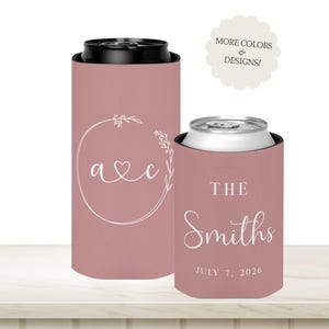 Personalized Wedding Can Cooler Favor, Custom Wedding Can Coolers, Can Cooler for Wedding Guest Favors, Monogrammed Can Cooler for Reception