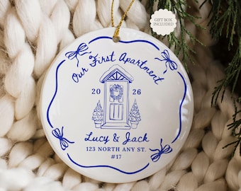 First Apartment Christmas Ornament, 1st Apartment Ornament with Address, Personalized New Apartment Housewarming Gifts for Couples Keepsakes