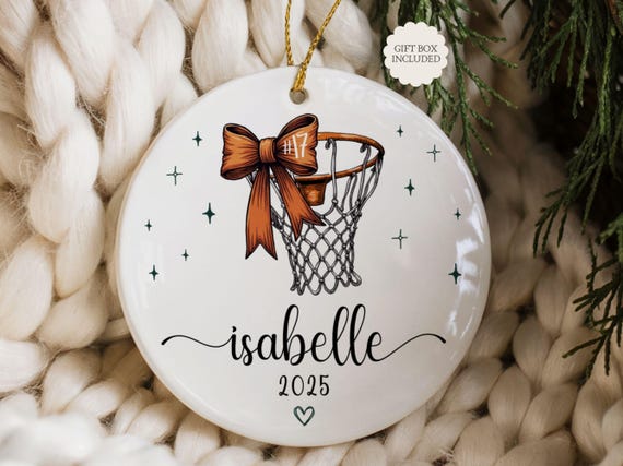 Basketball Ornament Personalized 2025, Christmas Ornament Basketball Gifts for Teen Girls, Basketball Player Ornament with Name and Number