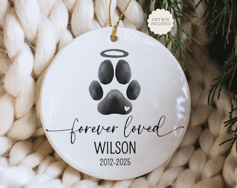 Adorno conmemorativo para perro personalizado, adorno navideño conmemorativo para perro, adorno de cerámica para perro querido por siempre, adorno para perro fallecido
