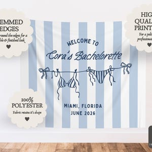 Striped Welcome To Bachelorette Banner, Personalized Bikini Bachelorette Tapestry Decor bild 5