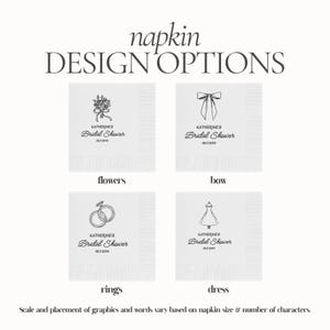 Personalized Napkins for Bridal Shower, Custom Coquette Luncheon and Cocktail Napkins, Cute Wedding Shower Party Decor Paper Beverage Napkin image 3