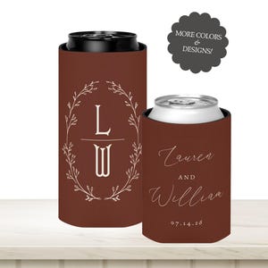 Personalized Wedding Can Cooler Favor, Custom Wedding Can Coolers, Can Cooler for Wedding Guest Favors, Monogrammed Can Cooler for Reception