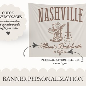 Nashville Bachelorette Banner Personalized Nashville Bach Party Backdrop afbeelding 4