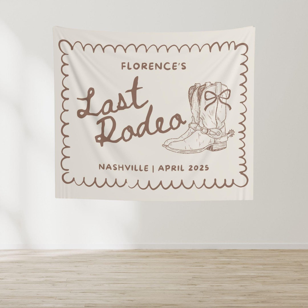 March Rodeo Banner Last Rodeo Bachelorette Banner, Personalized Bach Party Wall Photobooth ...