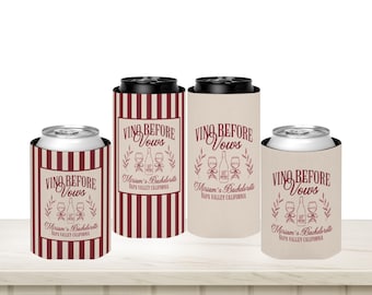 Vino Before Vows Bachelorette Can Coolers, Personalized Wine Bach Party Favors