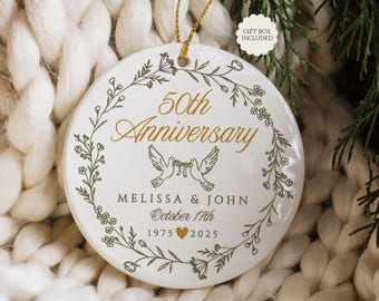 50th Wedding Anniversary Ornament, Personalized 50th Anniversary Ornament, 50 years Married Gift, Custom 50th Anniversary Keepsake with Name