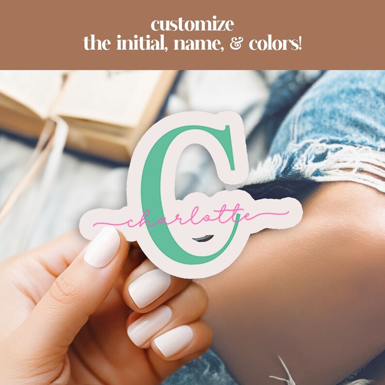 Custom Vinyl Name Sticker, Customizable Cursive Name Stickers, Personalized Laptop Sticker, Cute