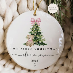 Baby Girl First Christmas Ornament, Girls First Xmas Ornament with Baby Name, Personalized Baby Girl Keepsake Ornament 2025