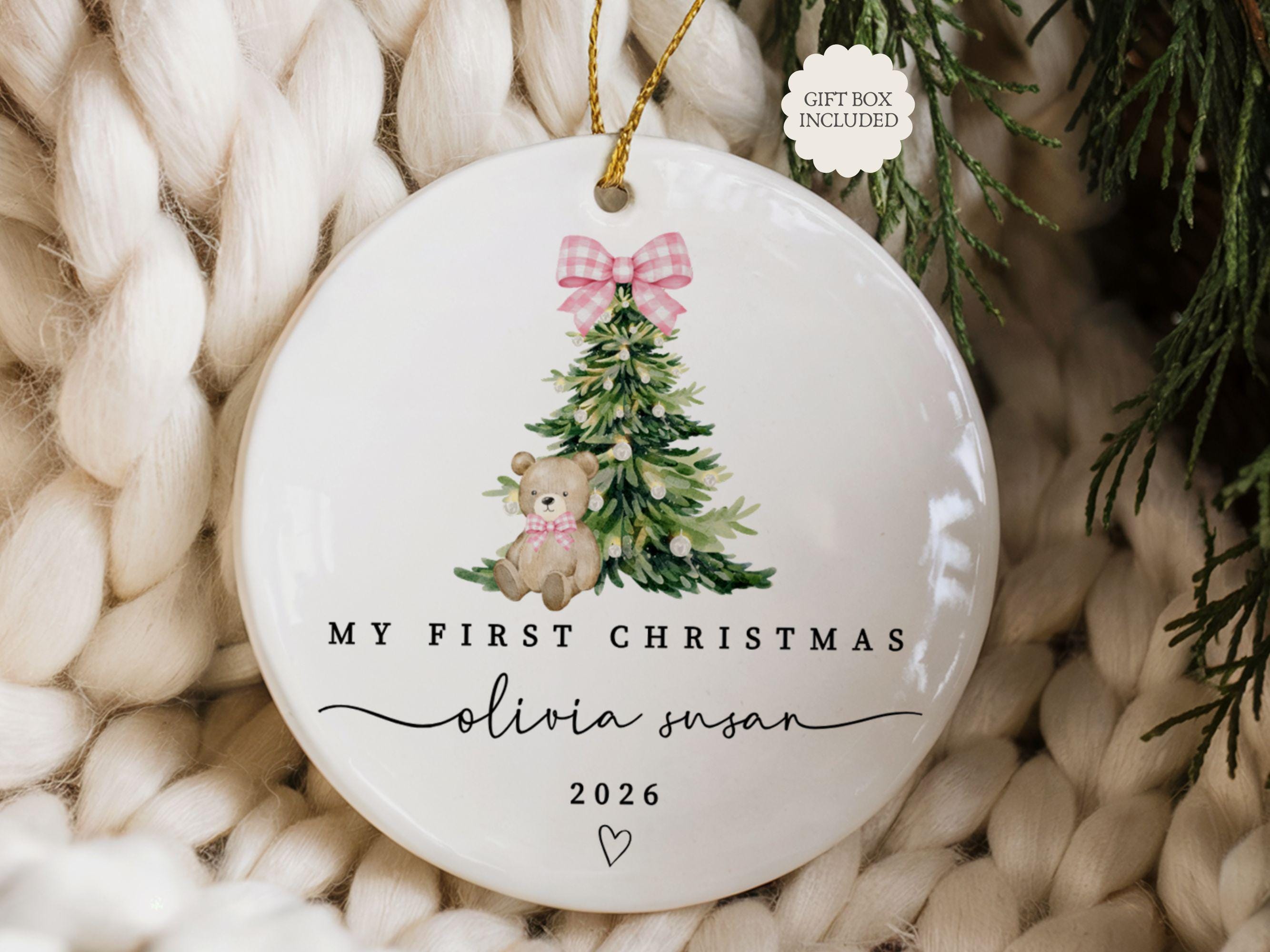 Baby Girl First Christmas Ornament, Girls First Xmas Ornament with Baby Name, Personalized Baby Girl Keepsake Ornament 2025