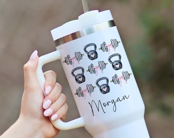 Personalized Workout Tumblers, Gift for Fitness Lover Mug, Custom Gym Friend Gift, Gym Waterbottle with Name, Cute Workout Mug with Straw