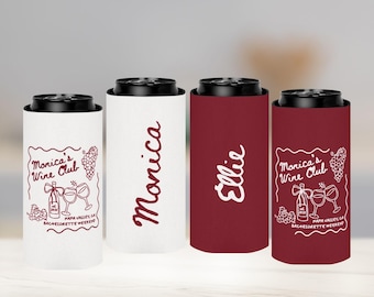Wine Bachelorette Can Coolers, Personalized Girls Weekend Trip Favors, Custom Can Cooler For Napa Valley Fredericksburg Vineyard Bach Party