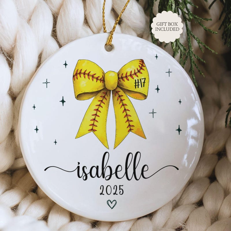 Softball Christmas Ornament, Personalized Softball Ornament for Girls, Gift for Softball Player Ornament, Gift for Softball Coach Ornament