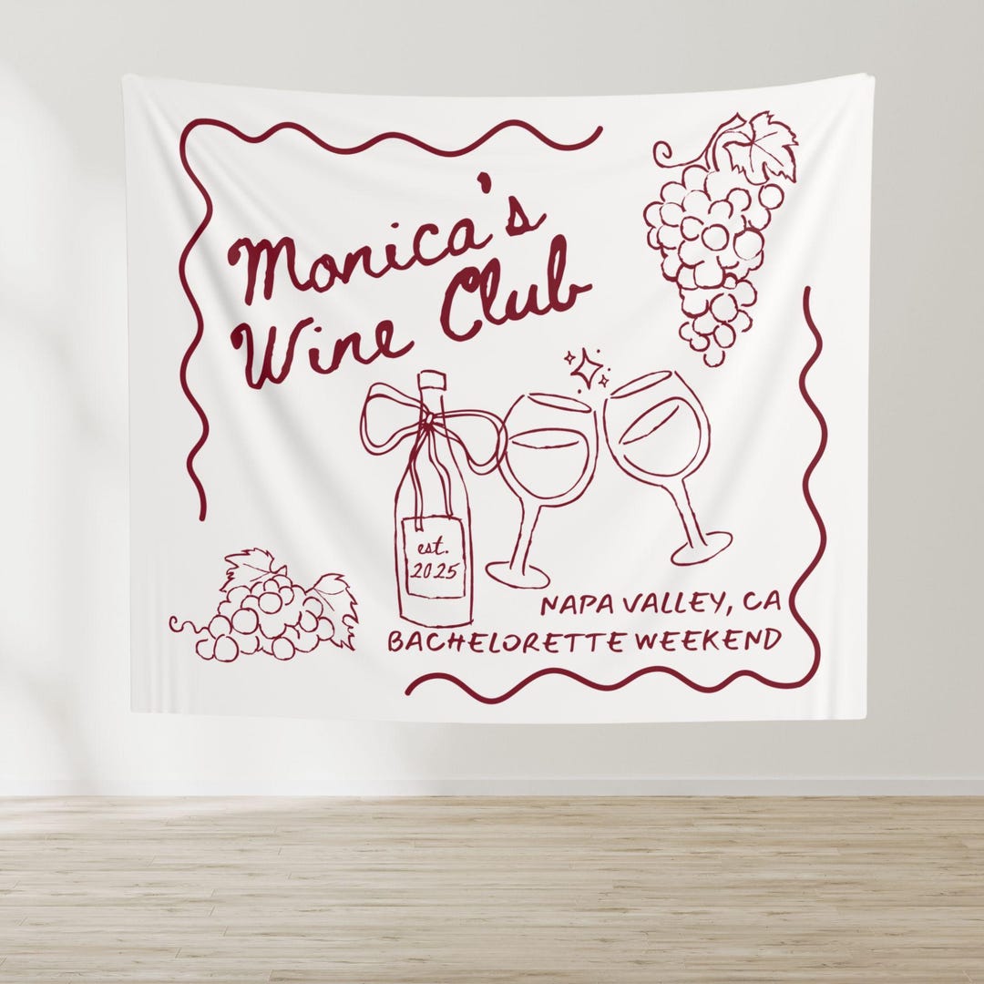 Wine Club Bachelorette Party Banner, Personalized Napa Valley Bach ...