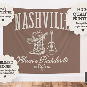 Nashville Bachelorette Banner Personalized Nashville Bach Party Backdrop afbeelding 5