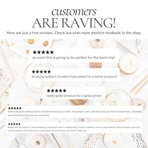May include: Image featuring customer reviews with the text "customers ARE RAVING!". The reviews are displayed with star ratings and positive comments about product quality, communication, and overall satisfaction. The background includes decorative elements.